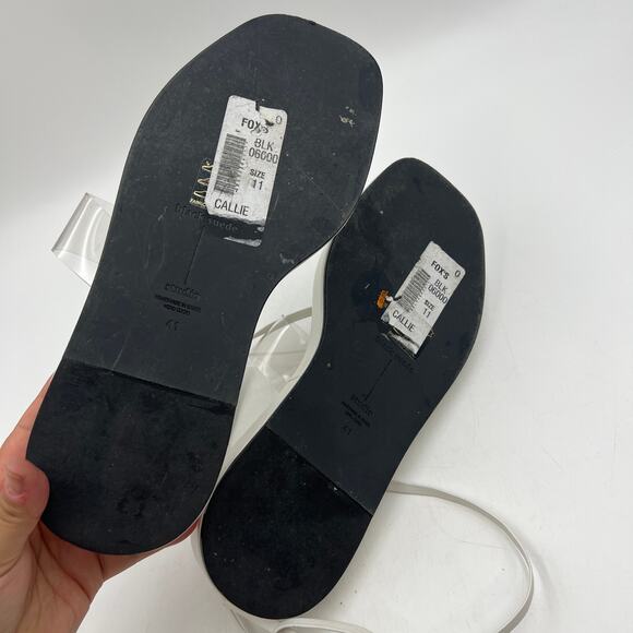 Black Suede Studio Callie Leather Platforms White Leather Thong Wrap Sandals - Picture 8 of 9